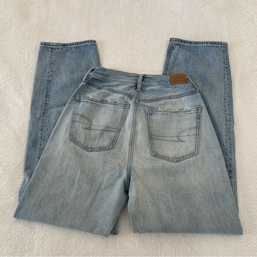 Women’s 4 Regular AMERICAN EAGLE Medium Wash High Rise Baggy Fit Jeans - Picture 6 of 8